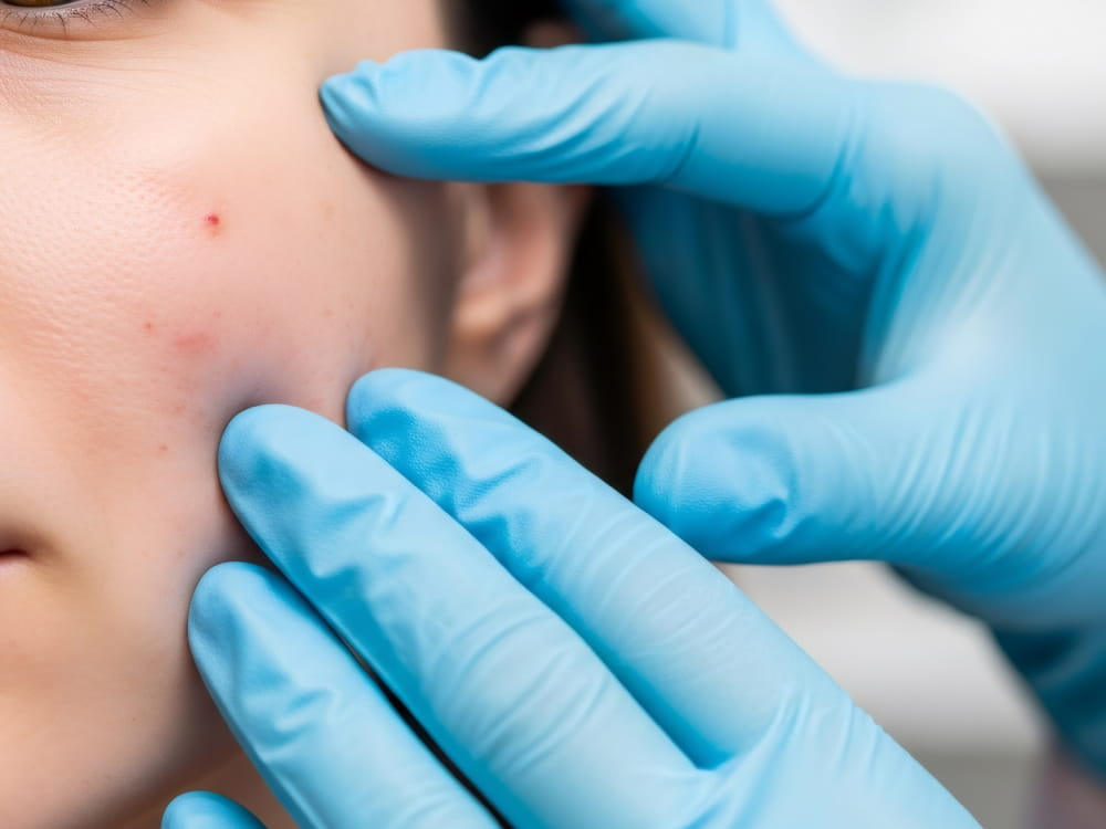 ニキビの治療を受けている患者